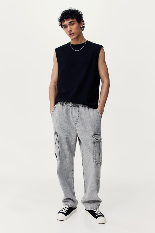 Loose Cargo Denim Joggers Product Image