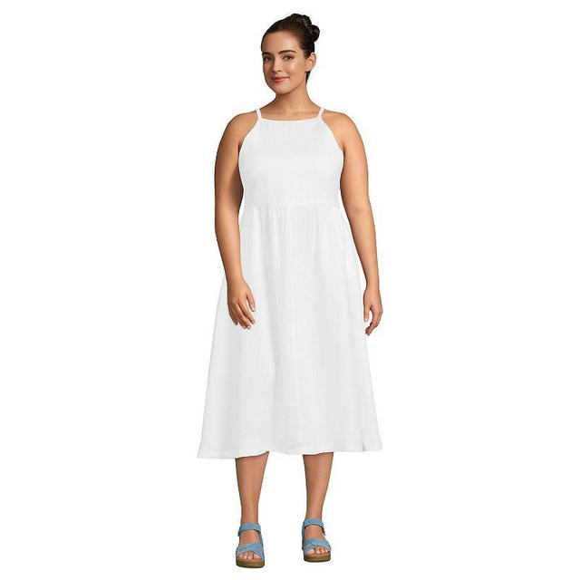 Plus Size Lands End Halter High-Neck Midi Dress, Womens Product Image