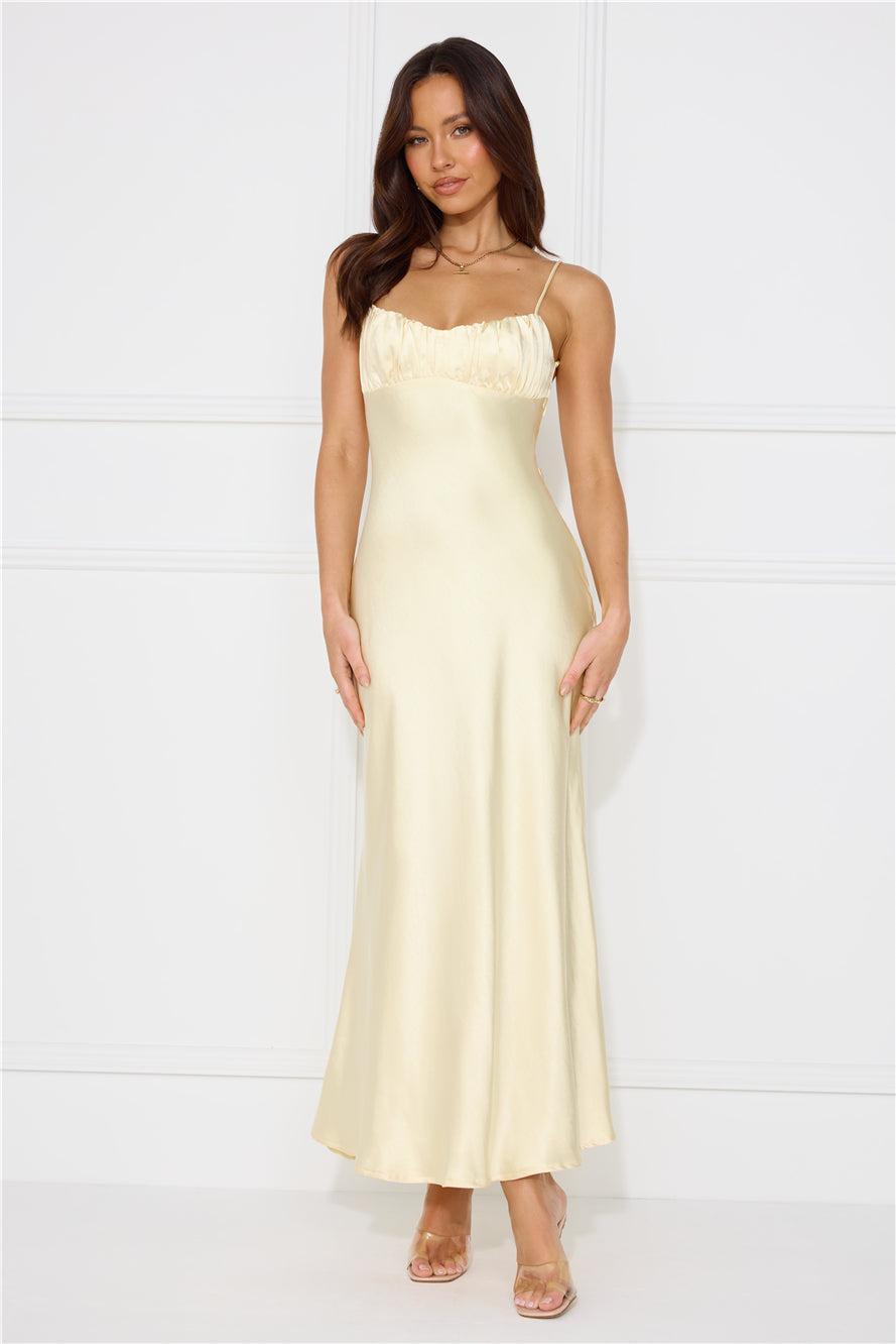 Silk Shimmers Satin Maxi Dress Yellow Product Image