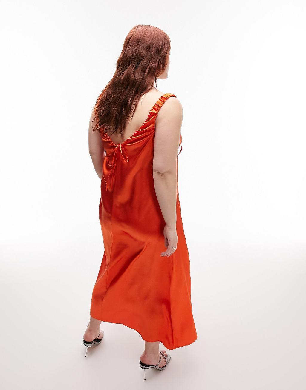 Topshop Curve ruched satin slip dress Product Image