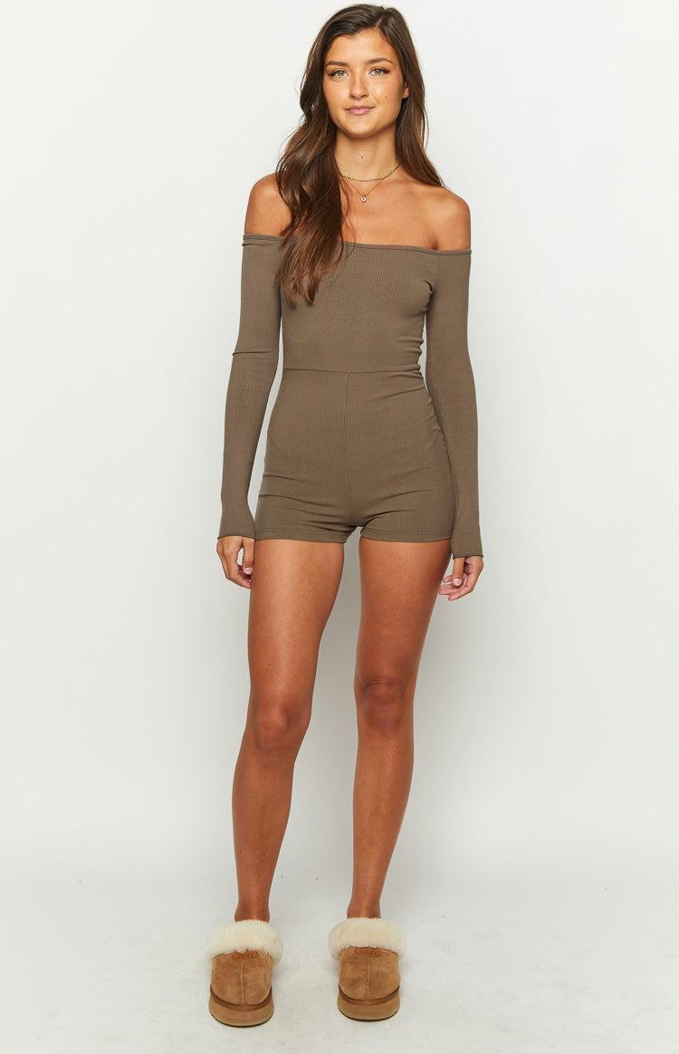 Raleigh Brown Long Sleeve Playsuit Product Image