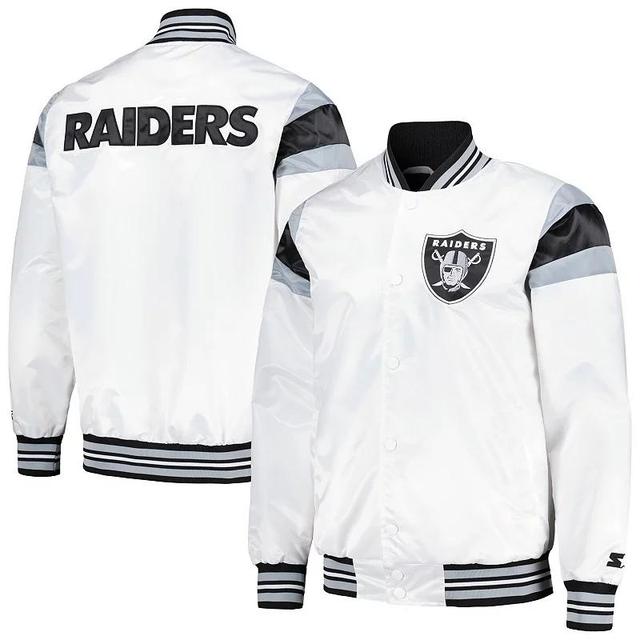 Mens Starter White Las Vegas Raiders Satin Full-Snap Varsity Jacket Product Image