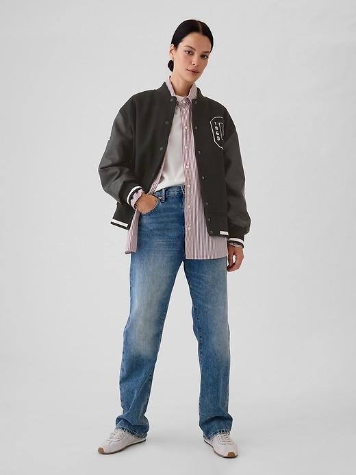 Wool Varsity Logo Boyfriend Jacket Product Image