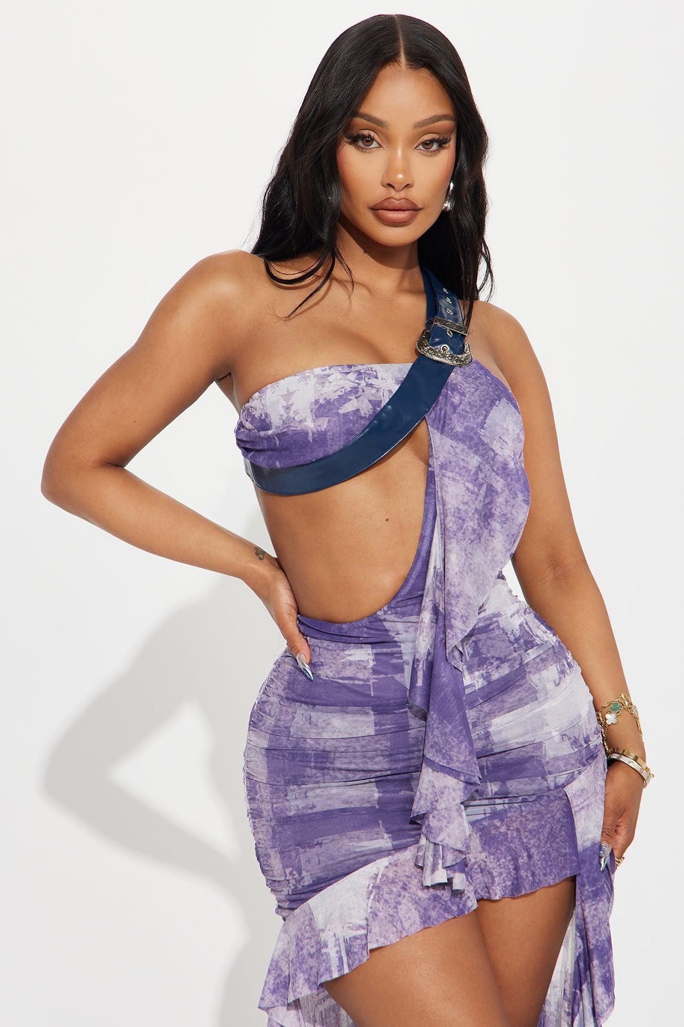 Focus On Me Mesh Mini Dress - Purple Product Image