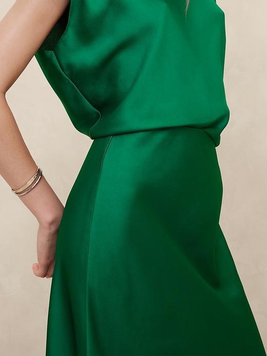 Satin Midi Slip Skirt Product Image