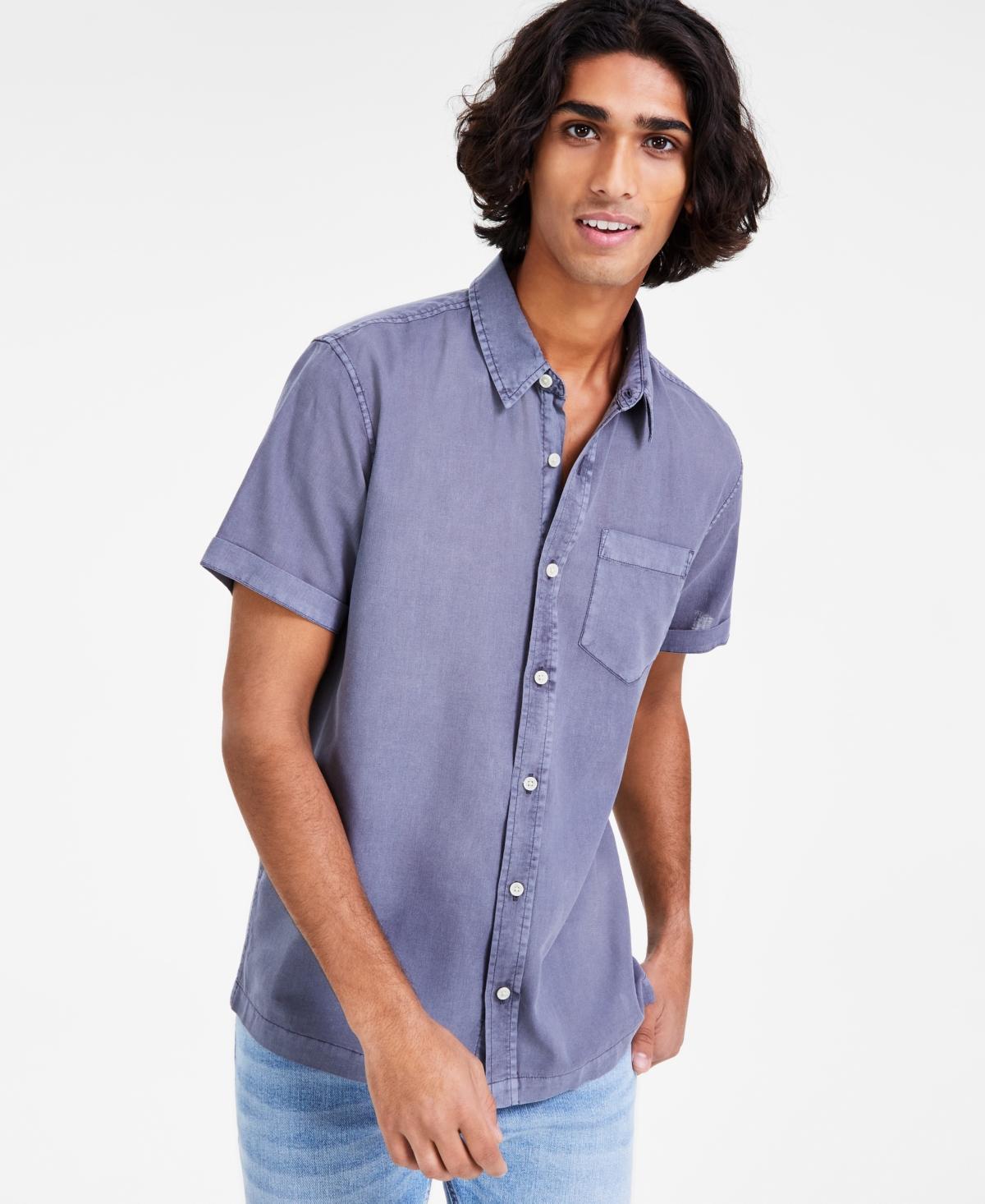 Sun + Stone Mens Blake Linen Chambray Short Sleeve Button-Front Shirt, Created for Macys Product Image