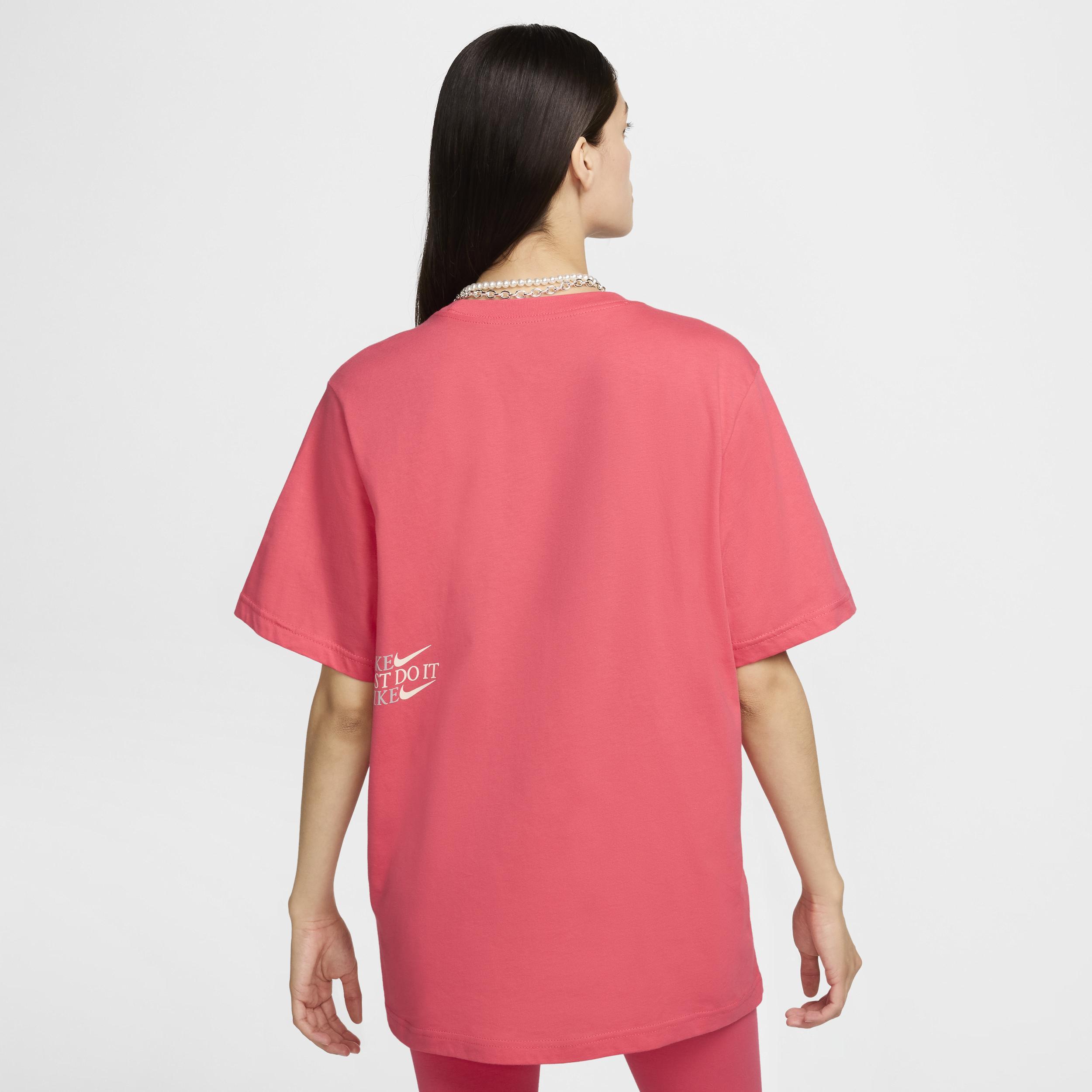 Nike Womens Sportswear Cotton Logo Crewneck T-Shirt - Aster Pink Product Image