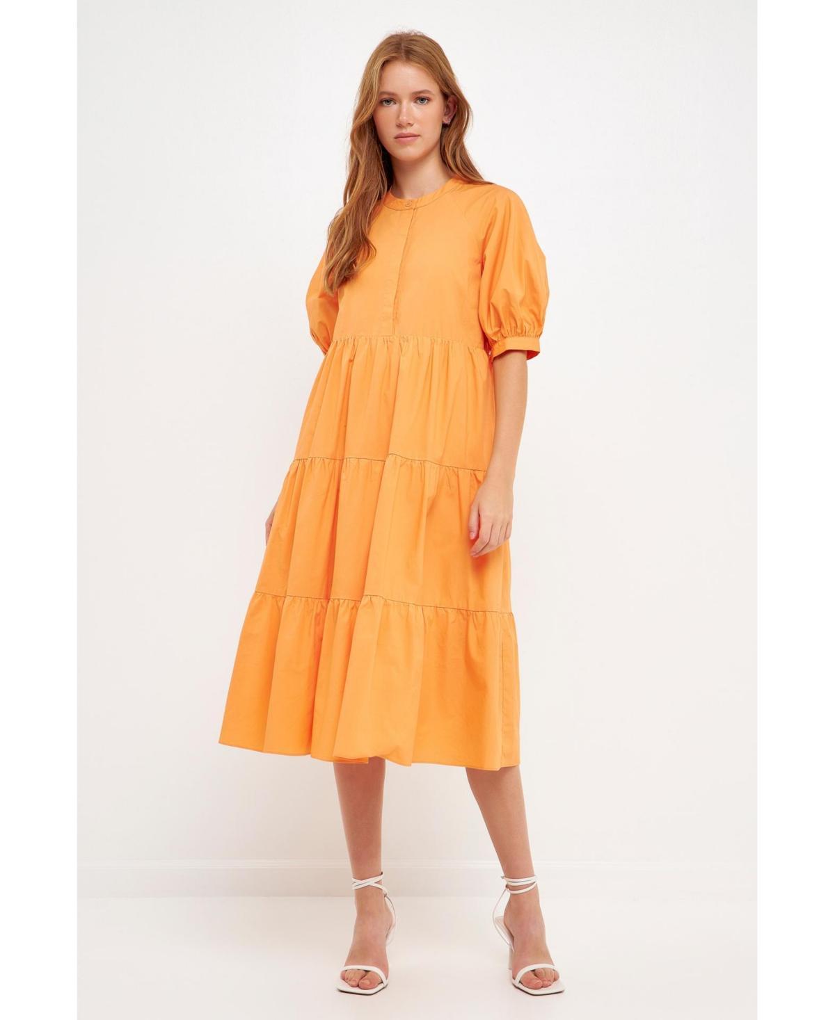 English Factory Womens Short Puff Sleeve Midi Dress Product Image