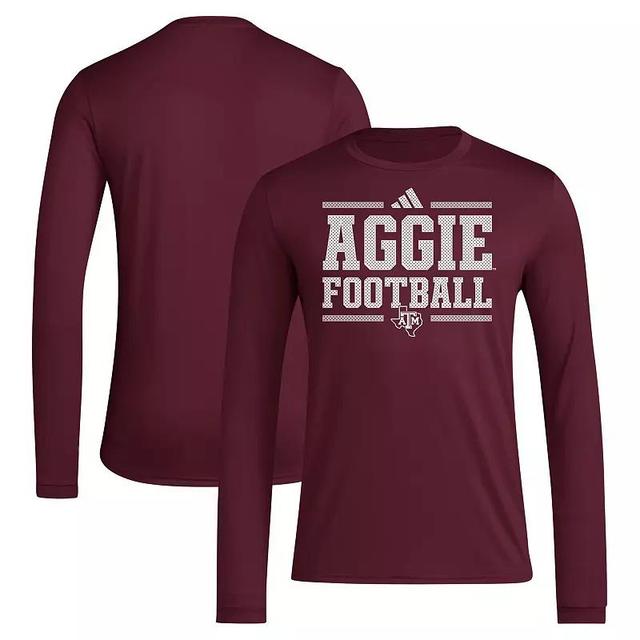 Mens adidas Maroon Texas A&M Aggies Locker Football Pre-Game AEROREADY Long Sleeve T-Shirt Product Image