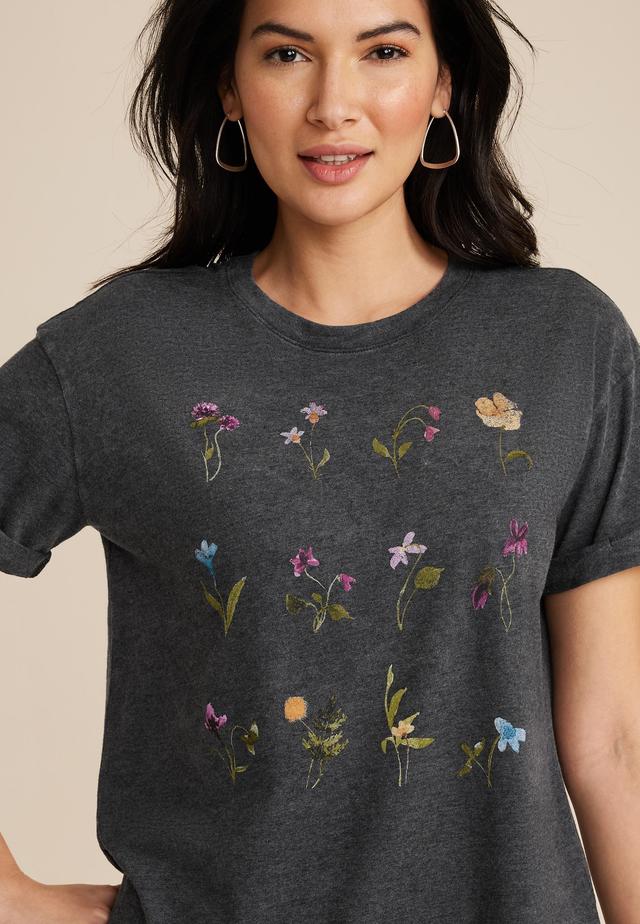 Maurices Womens X Small Size Stacked Floral Graphic Tee Product Image