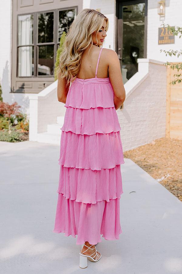 Dreamy Mood Pleated Midi In Pink Product Image