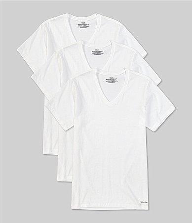 Calvin Klein Cotton Classic Solid V-Neck Undershirts 3 Product Image