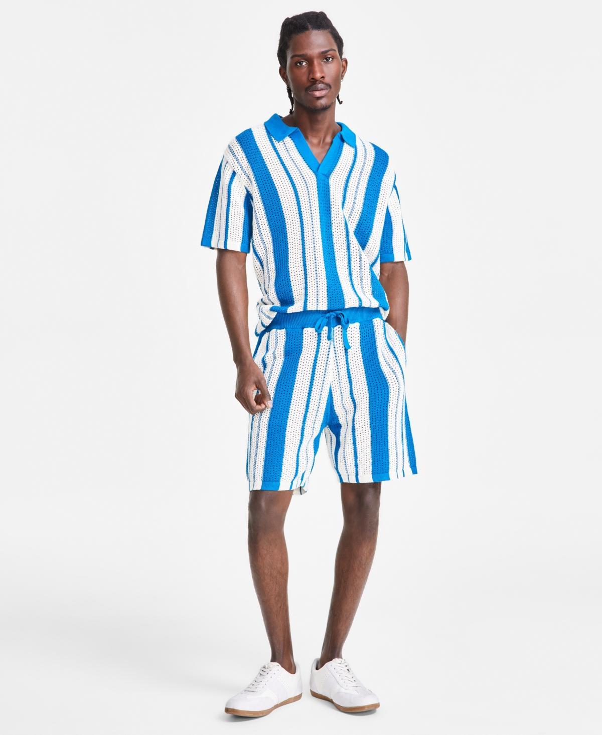 I.n.c. International Concepts Mens Regular-Fit Crocheted Stripe 7 Drawstring Shorts, Created for Macys Product Image