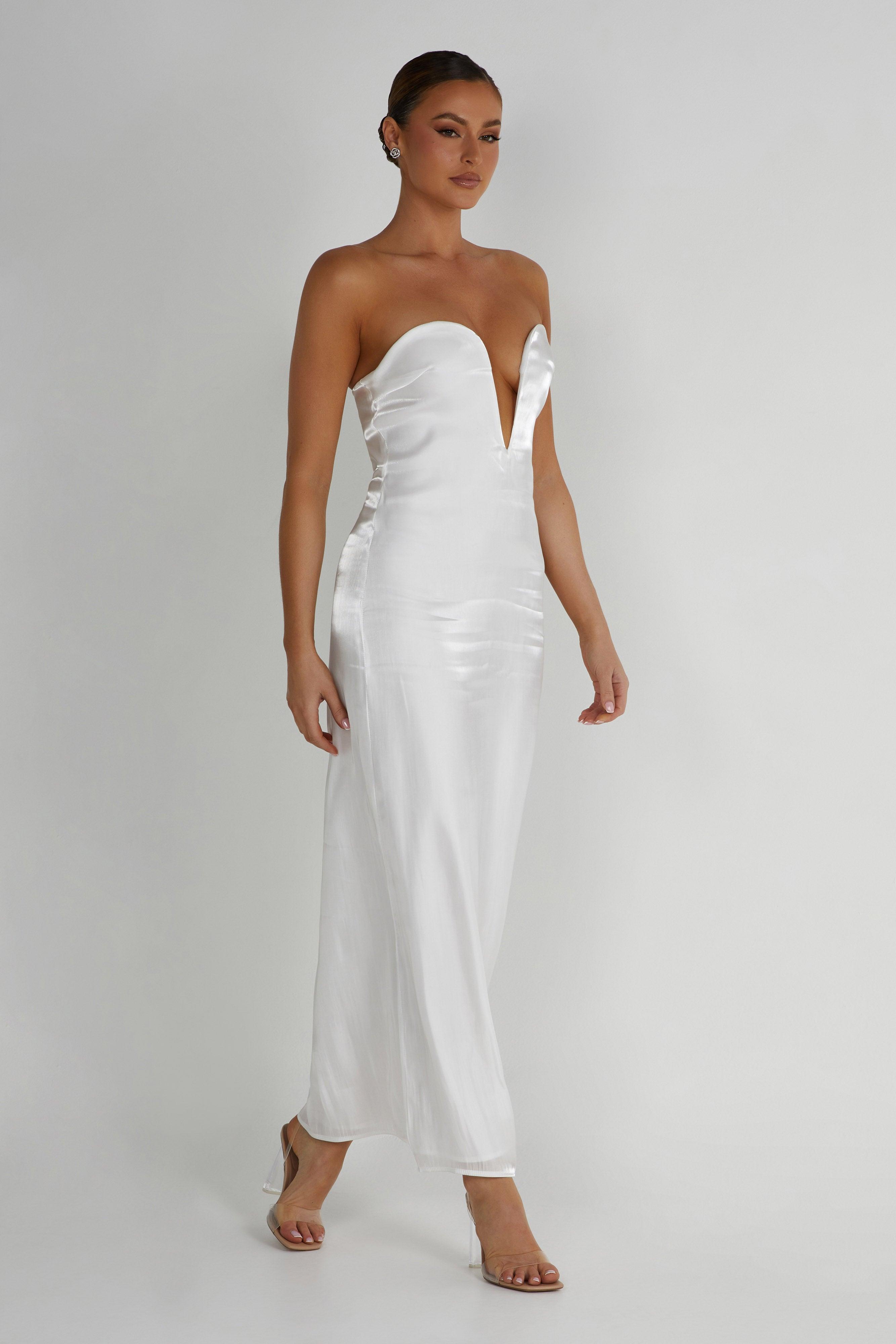 Chantelle Liquid Satin Midi Dress - White Product Image