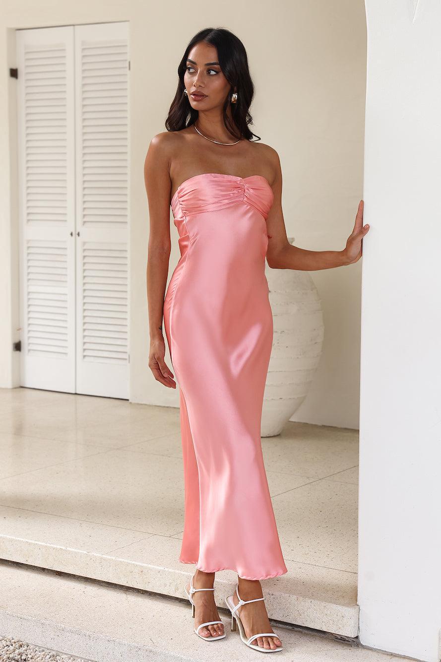 Bonded Connection Satin Maxi Dress Pink Product Image