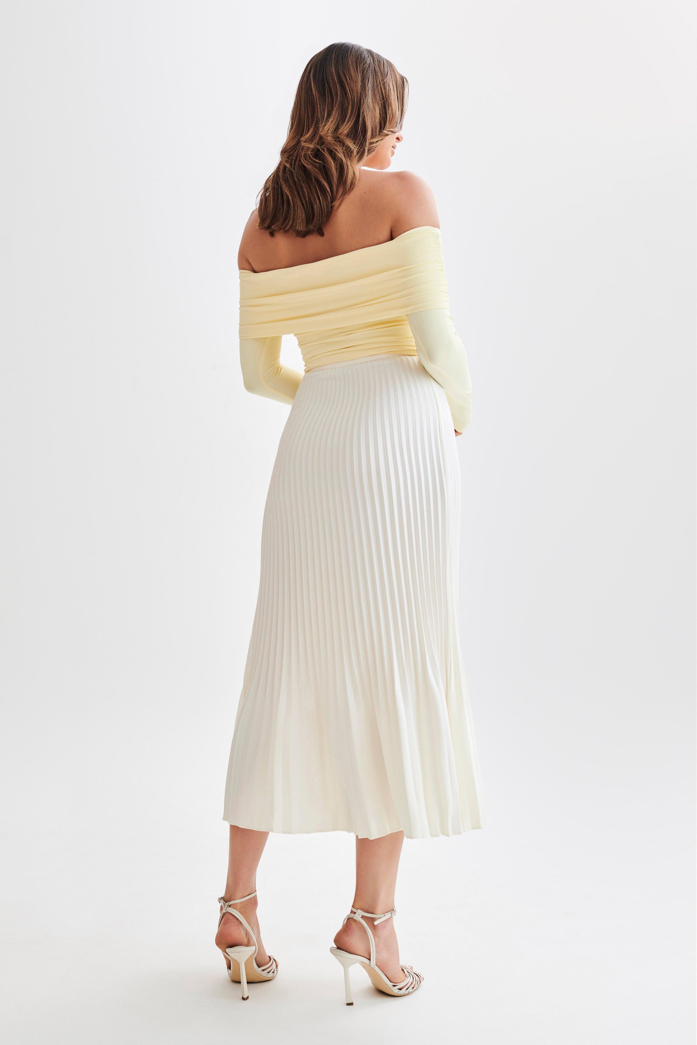 Lucinda Recycled Nylon Off Shoulder Top - Lemon Product Image