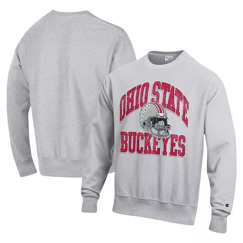 Mens Champion Heather Gray Ohio State Buckeyes Vault Late Night Reverse Weave Pullover Sweatshirt Product Image