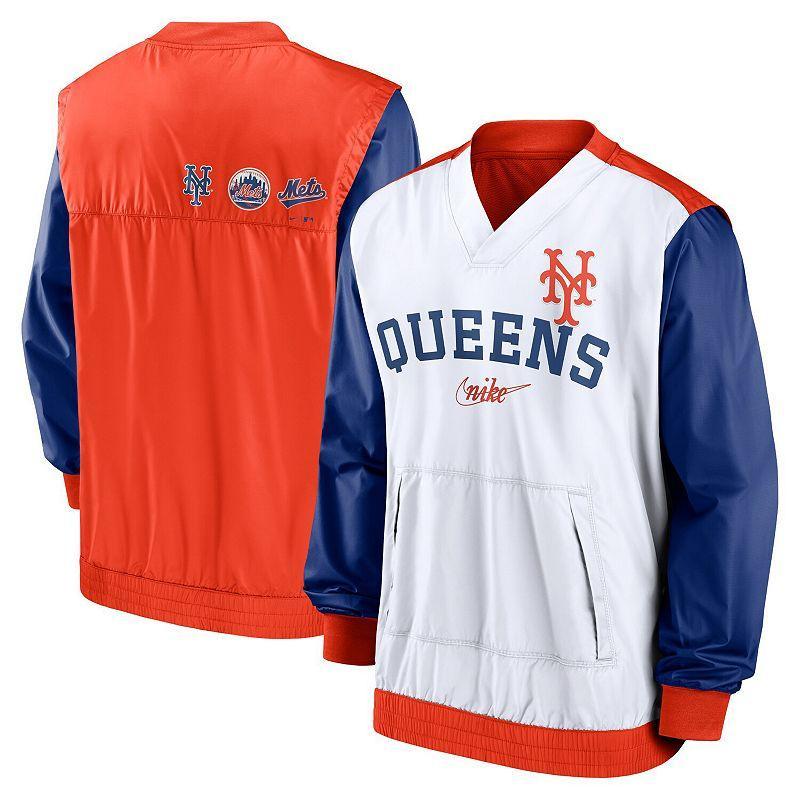 Mens Nike /Orange New York Mets Rewind Warmup V-Neck Pullover Jacket Product Image