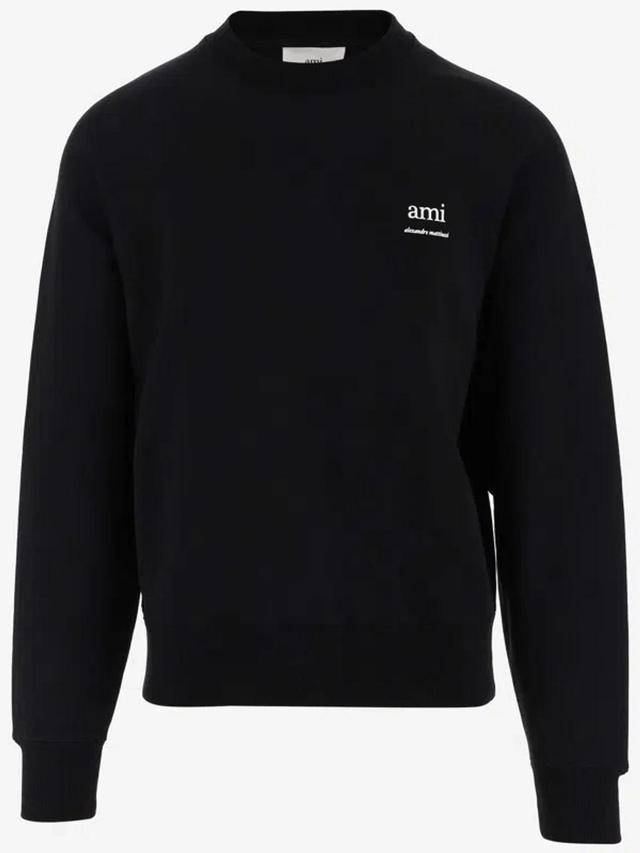 Stretch Cotton Sweatshirt With Logo In Black Product Image