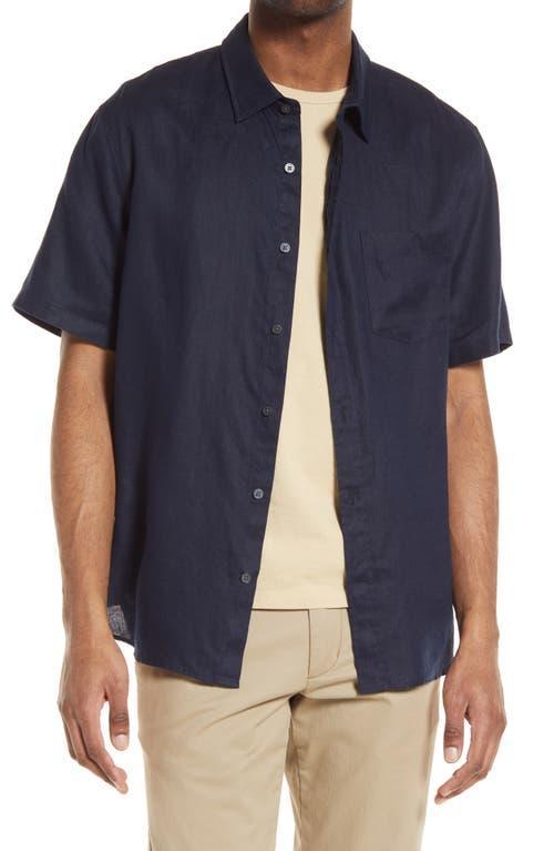 Vince Classic Fit Short Sleeve Linen Shirt Product Image