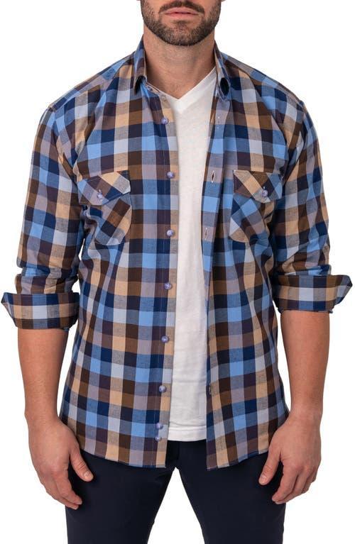 Maceoo Plaid Embroidered Cotton Flannel Button-Up Shirt Product Image