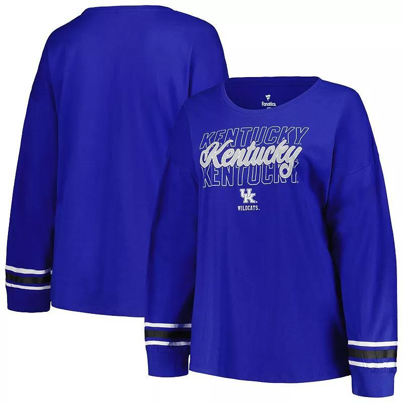 Womens Profile Royal Kentucky Wildcats Plus Size Triple Script Scoop Neck Long Sleeve T-Shirt Product Image