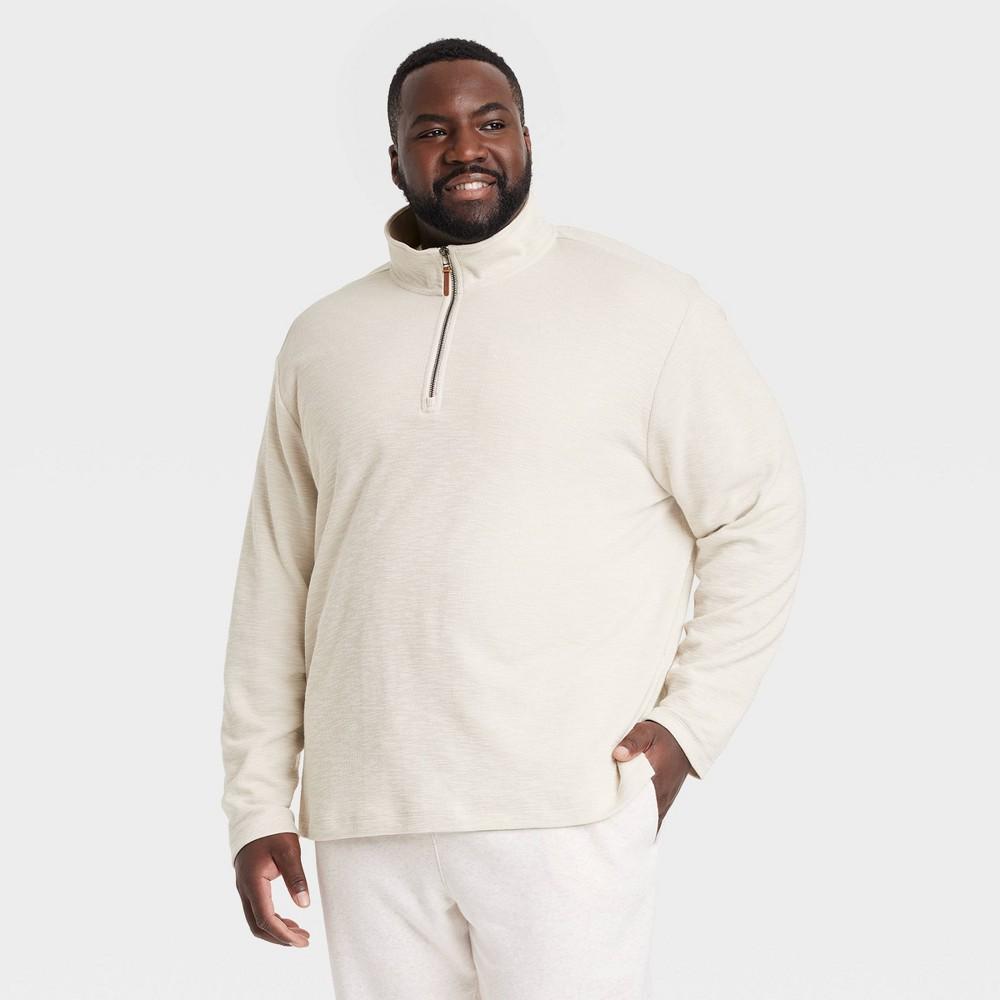 Mens Big & Tall Quarter-Zip Sweatshirt - Goodfellow & Co Cream 5XL Product Image