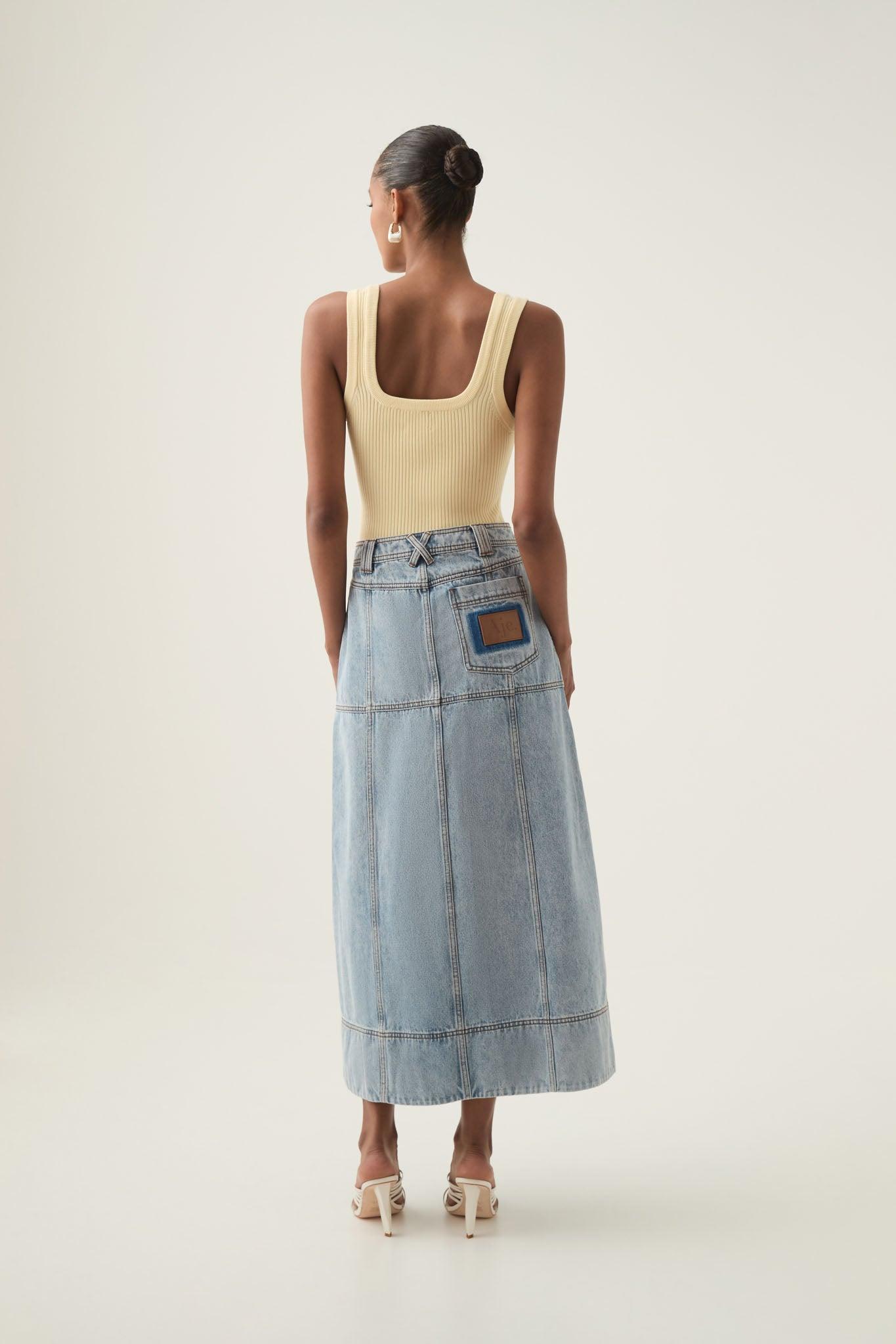 Aura Denim Midi Skirt Product Image