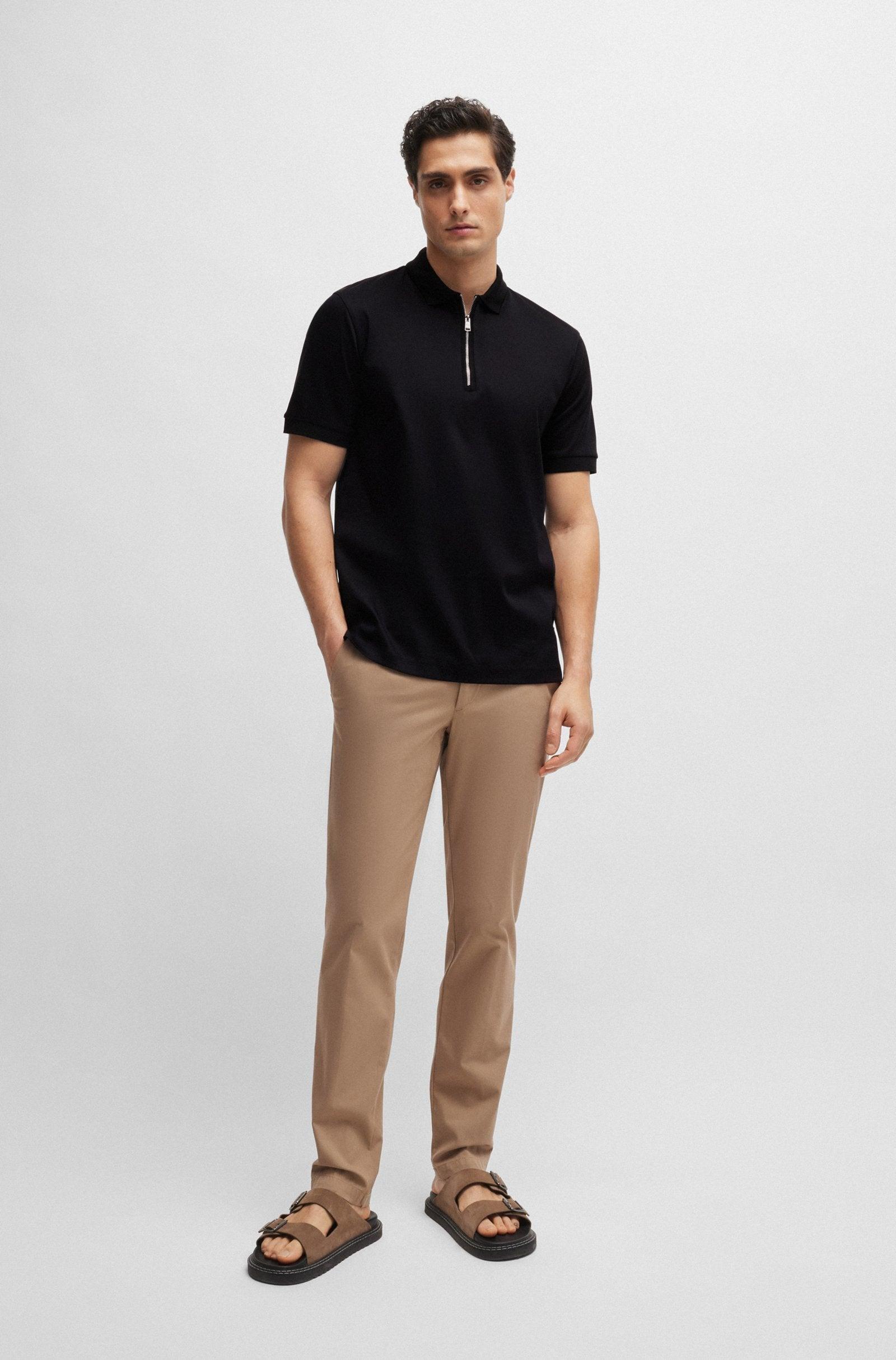 Boss Mercerized Cotton Slim-Fit Polo shirt with Zip neck Male Product Image