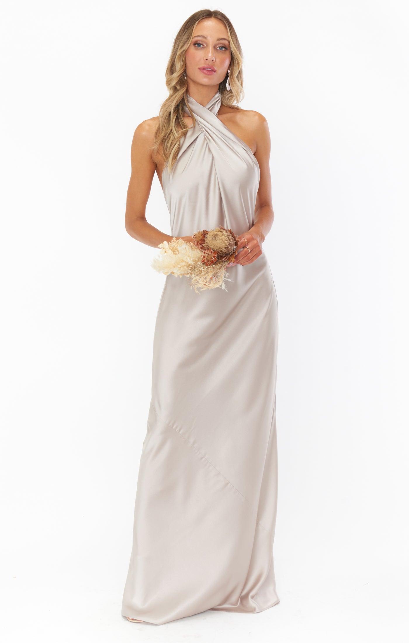 Jasmine Halter Maxi Dress ~ Show Me The Ring Luxe Satin Product Image