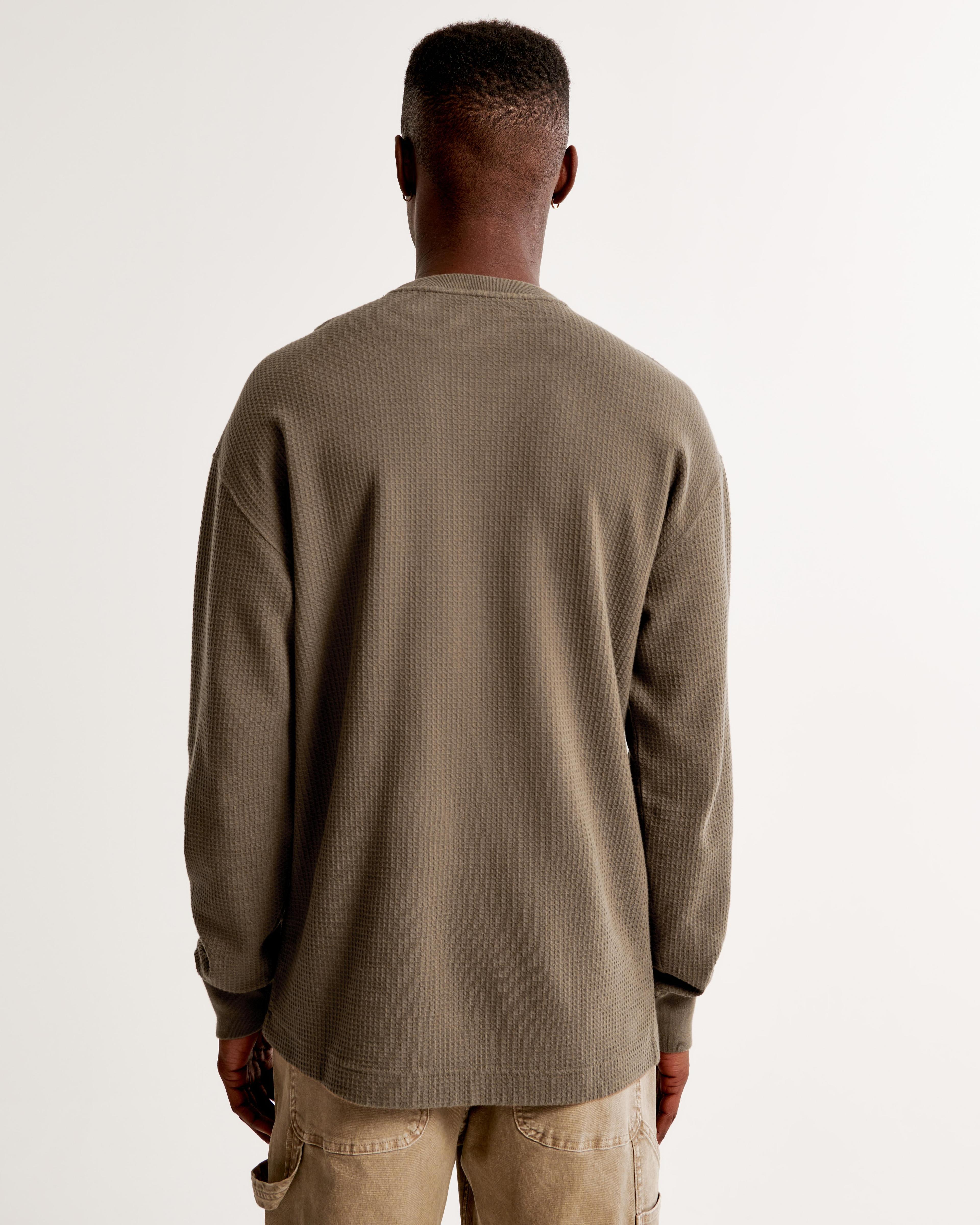 Long-Sleeve Grid Waffle Henley Product Image