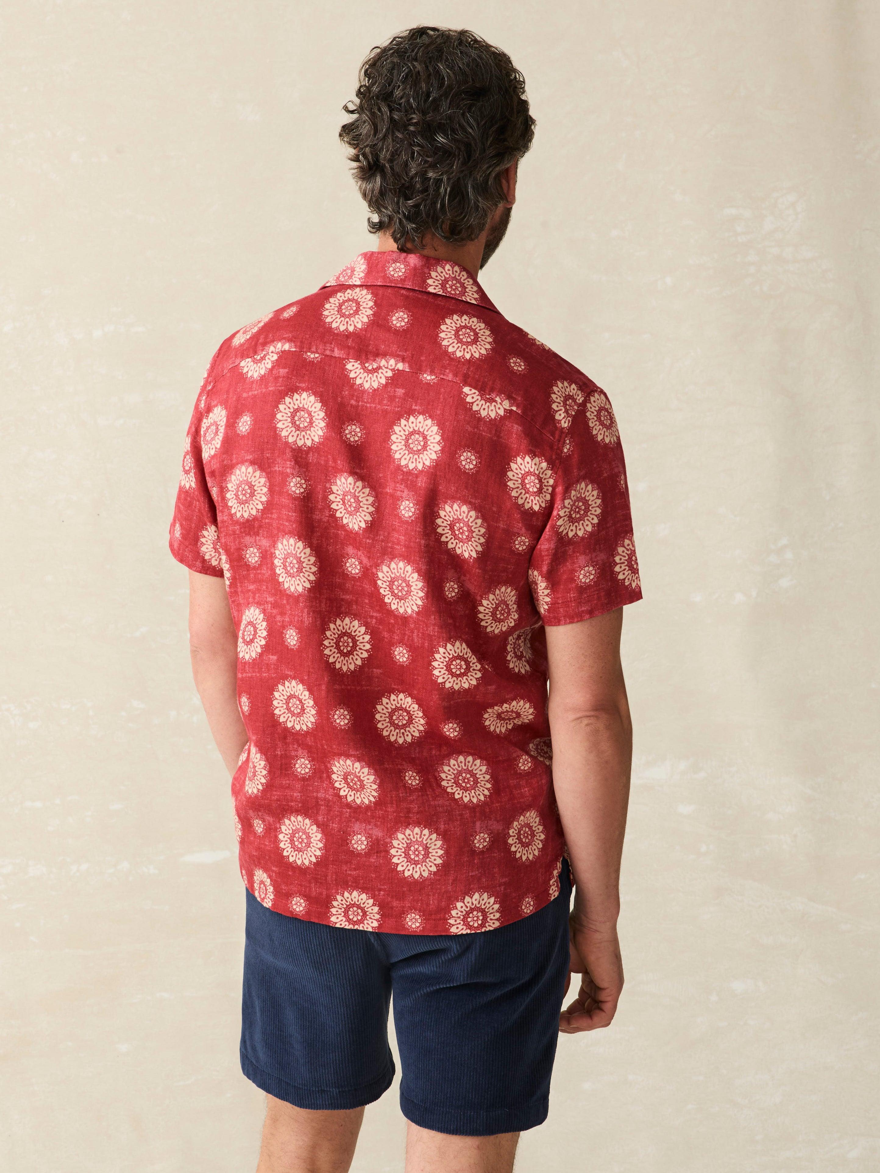 Short-Sleeve Hemp Blend Camp Shirt - Sun Blossom Male Product Image