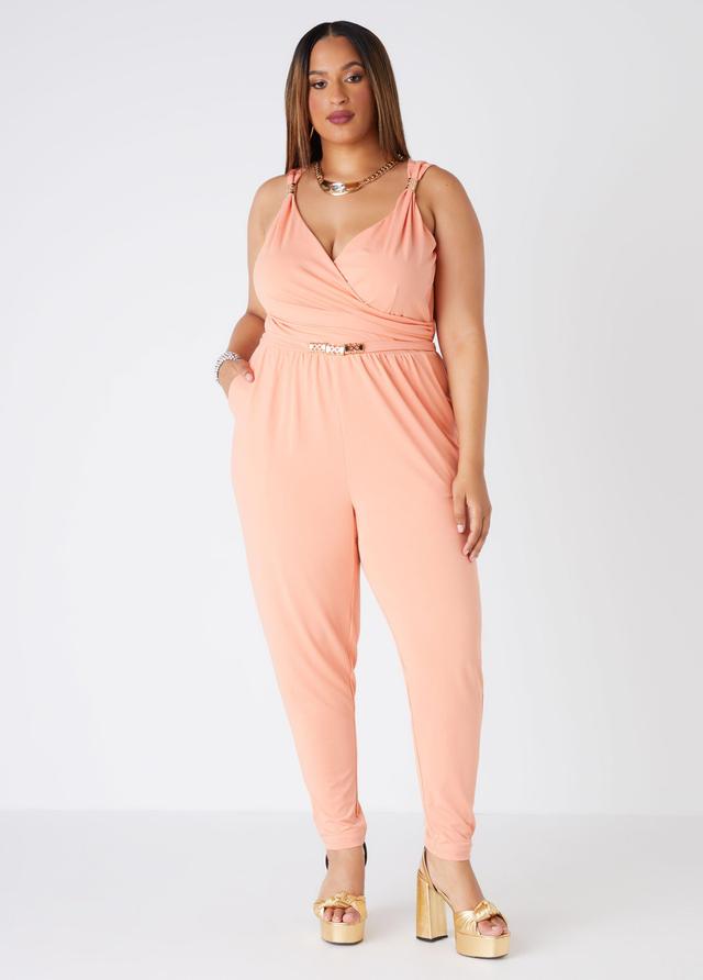 Plus Size Embellished Tapered Jumpsuit Ashley Stewart Product Image