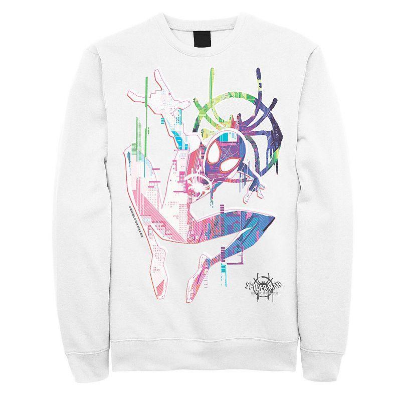 Mens Marvel Spiderverse Watercolor Spidey Pose Graphic Fleece Pullover Product Image