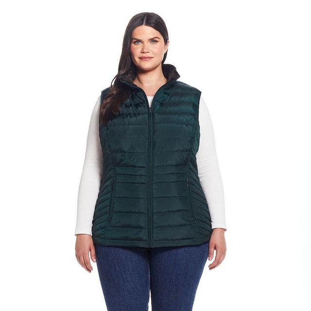 Plus Size Weathercast Plush Lined Puffer Vest, Womens Product Image