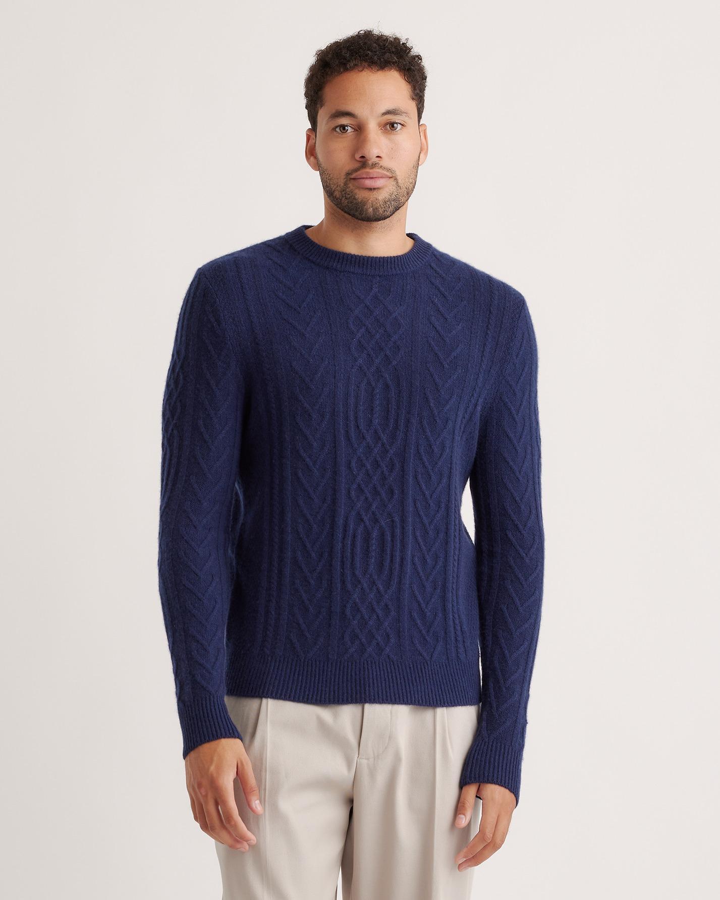 Mongolian Cashmere Cable Crewneck Sweater Product Image