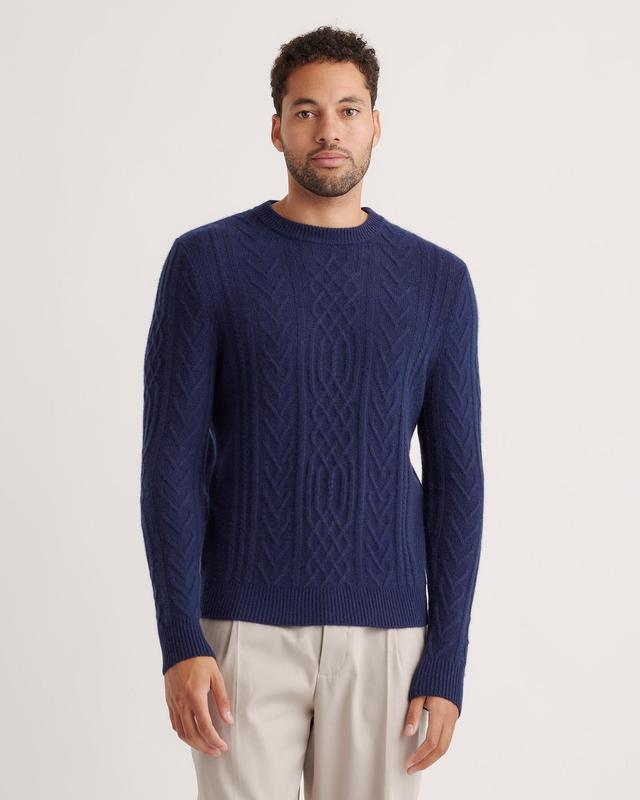 Mens Mongolian Cashmere Cable Crewneck Sweater in Navy, Size Large by Quince Product Image