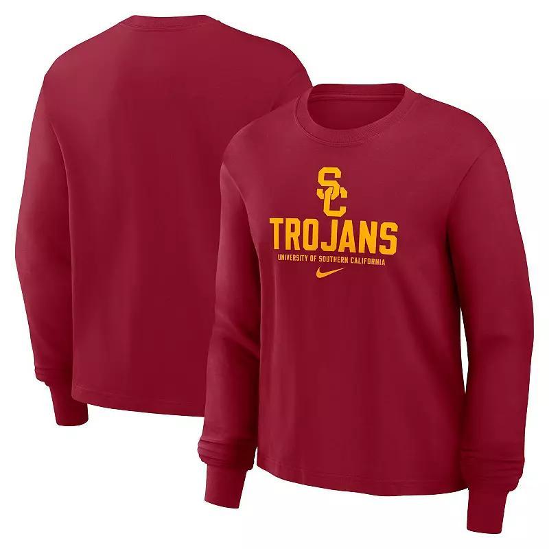 Womens Nike Crimson USC Trojans Primetime University Boxy Long Sleeve T-Shirt Product Image