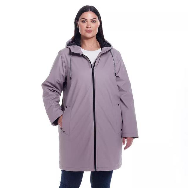 Plus Size Weathercast Water-Resistant Hooded Rain Jacket, Womens Dried Purple Product Image