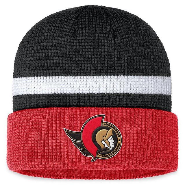 Mens Fanatics Branded Black/Red Ottawa Senators Fundamental Cuffed Knit Hat Product Image