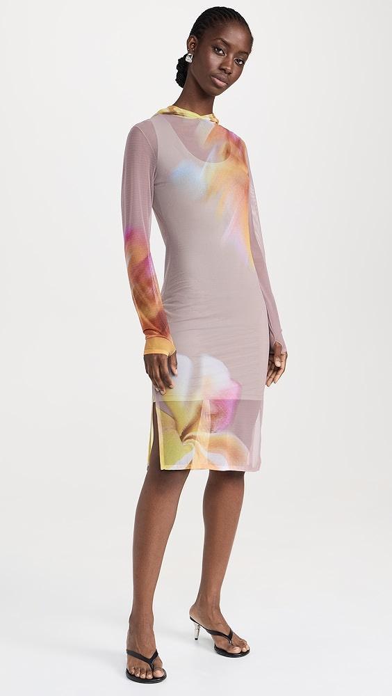 BruceGlen Printed Mesh Midi Dress with Hood | Shopbop Product Image