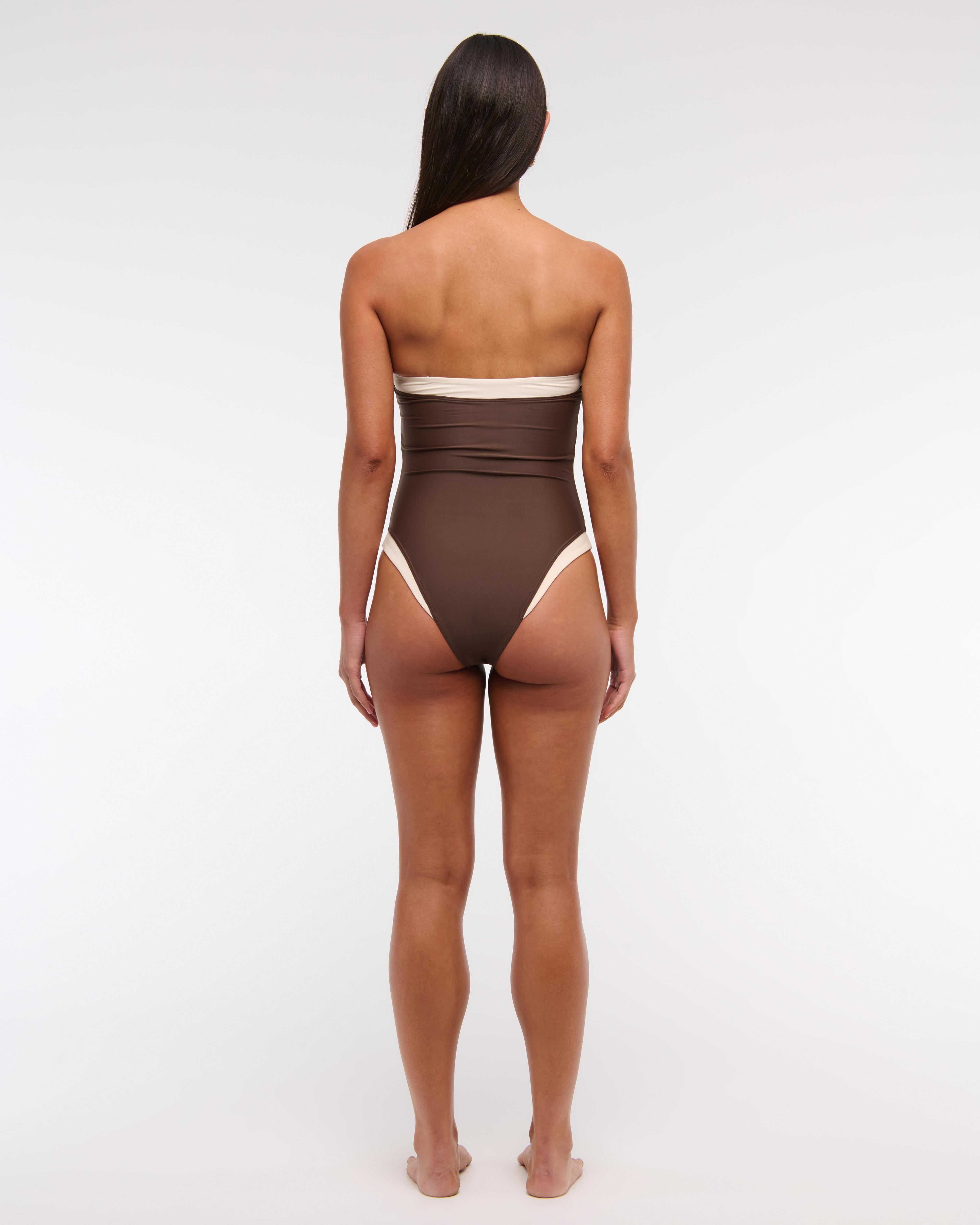 Straight Neck One-Piece Swimsuit Product Image