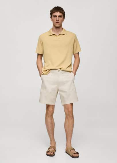 MANGO MAN - 100% herringbone cotton Bermuda shorts ecruMen Product Image