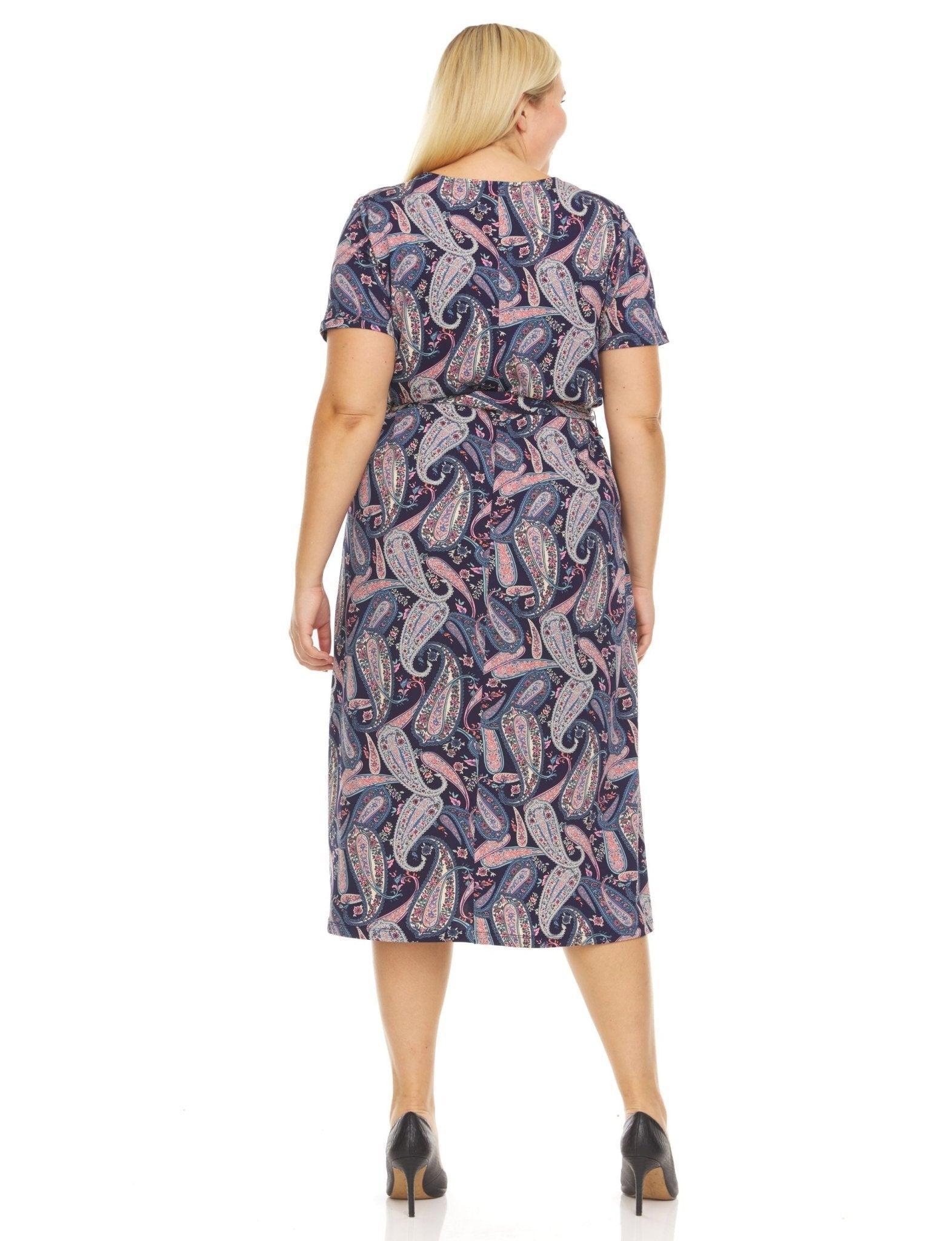 Women's Printed Belted Midi Dress- plus Product Image