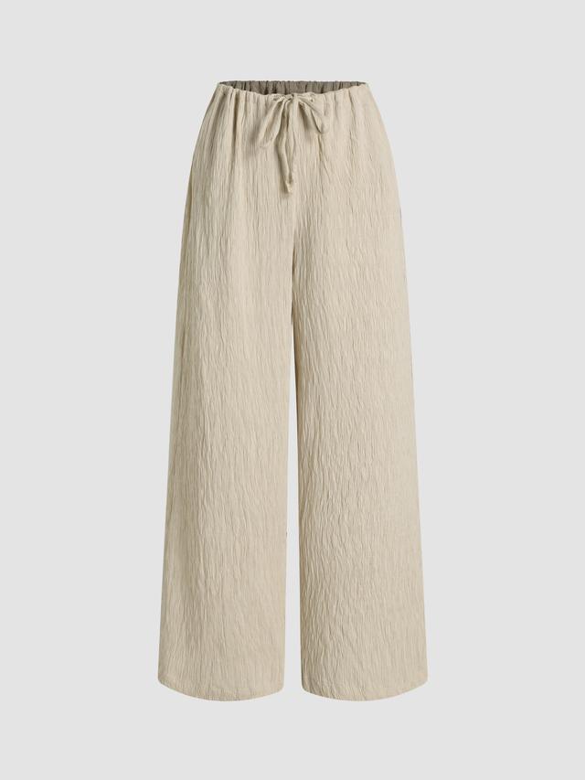 Texture Drawstring Wide Leg Trousers Product Image