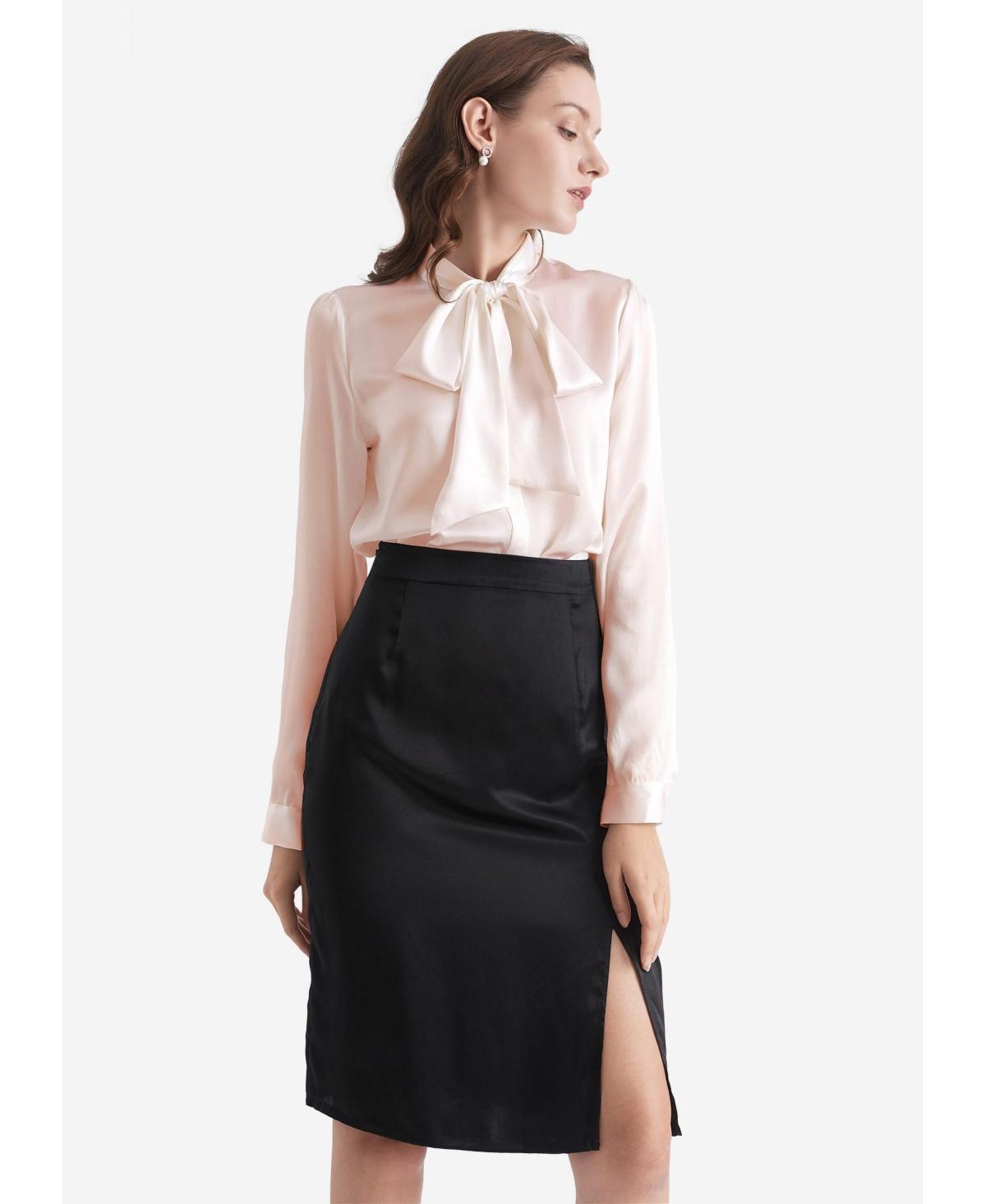 Womens Bow-tie Neck Silk Blouse Product Image