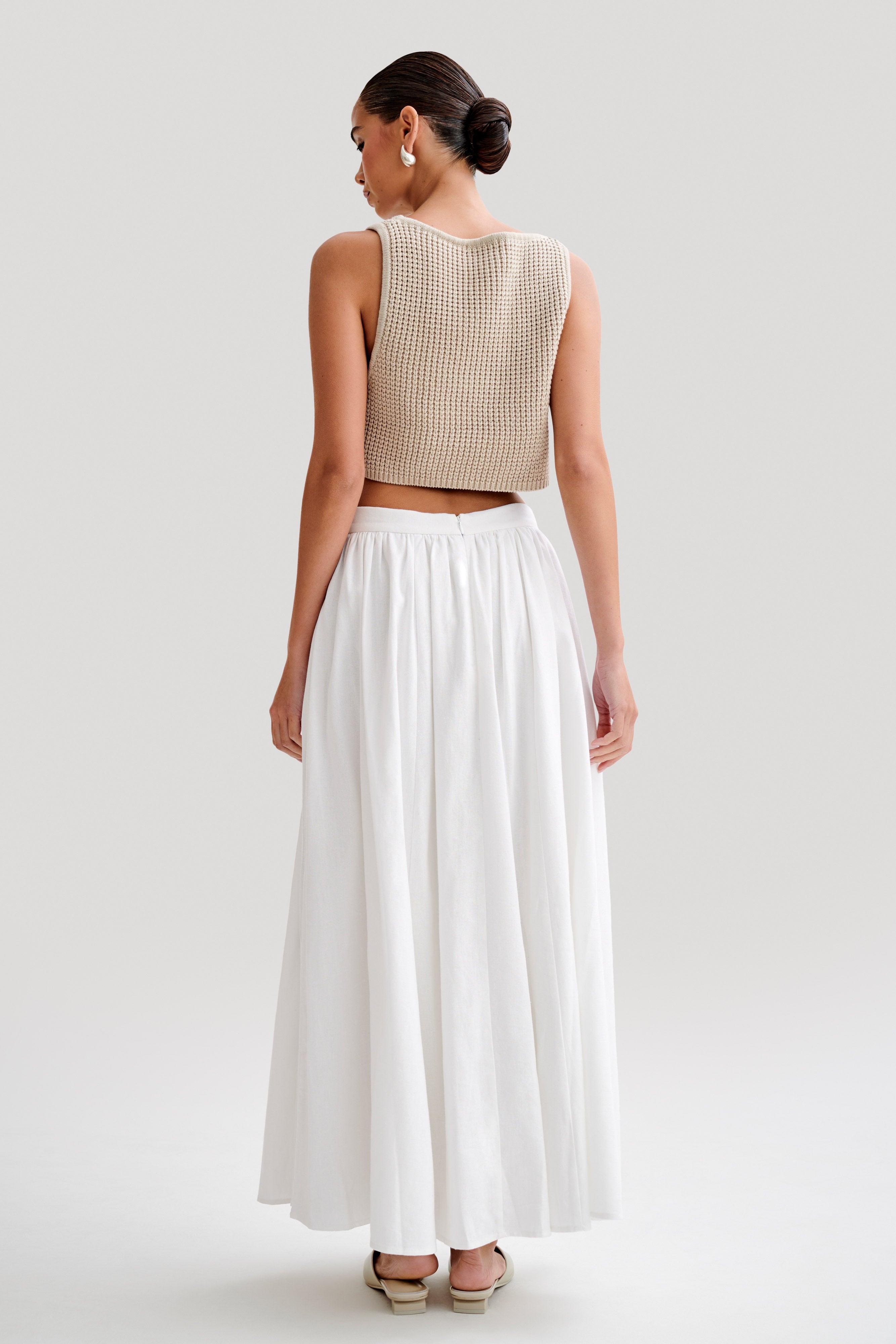 Clarence Linen A-Line Maxi Skirt - White Product Image