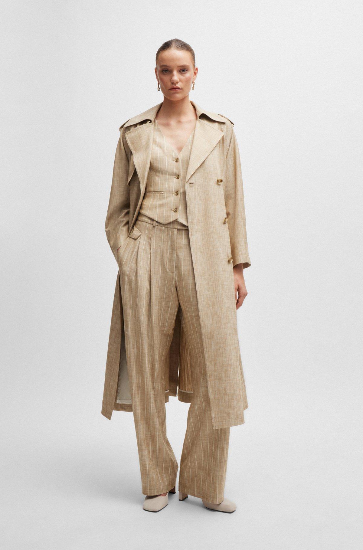 Double-breasted trench coat in pinstripe material Product Image