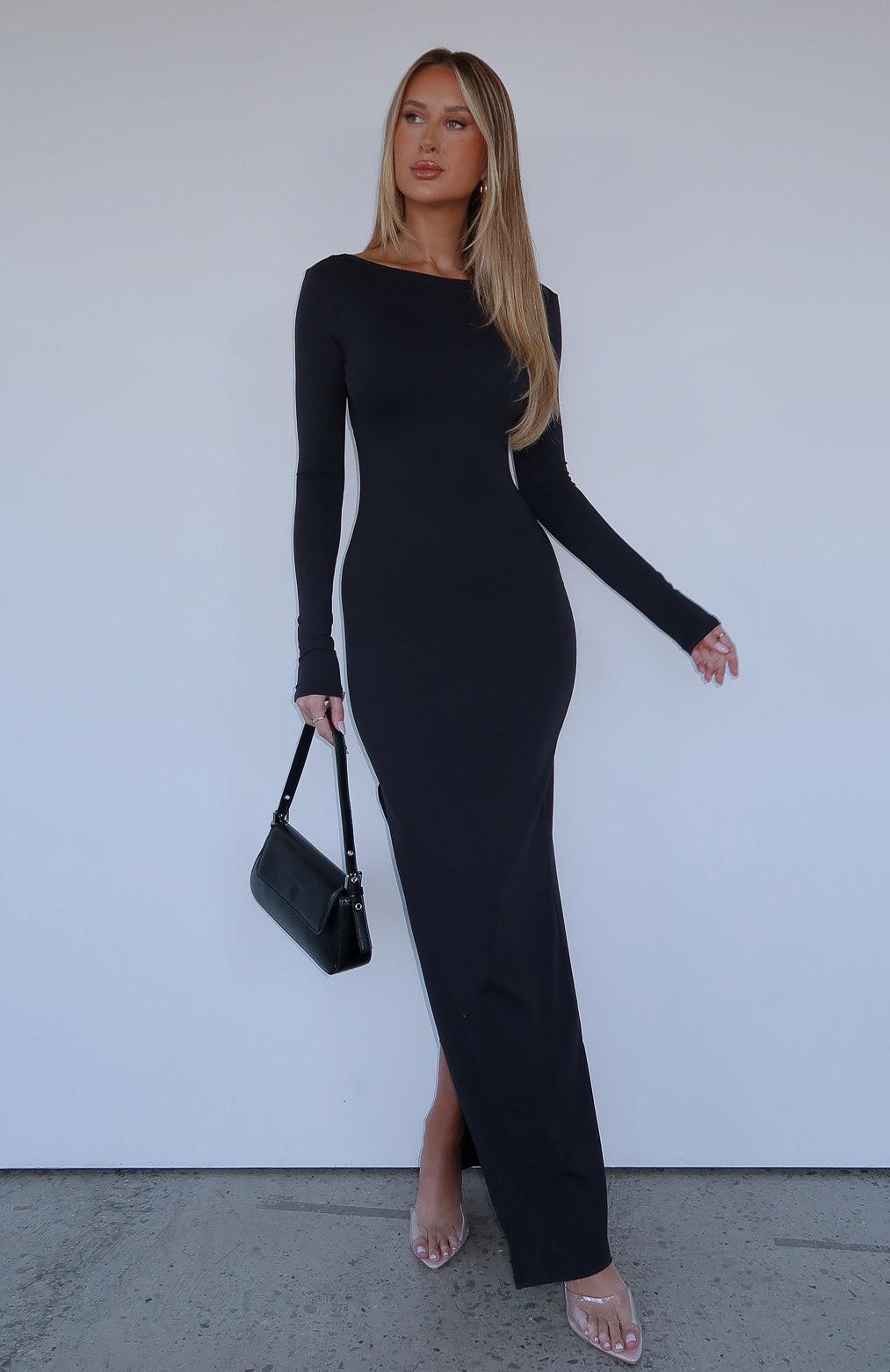 Every Night Long Sleeve Maxi Dress Black product image