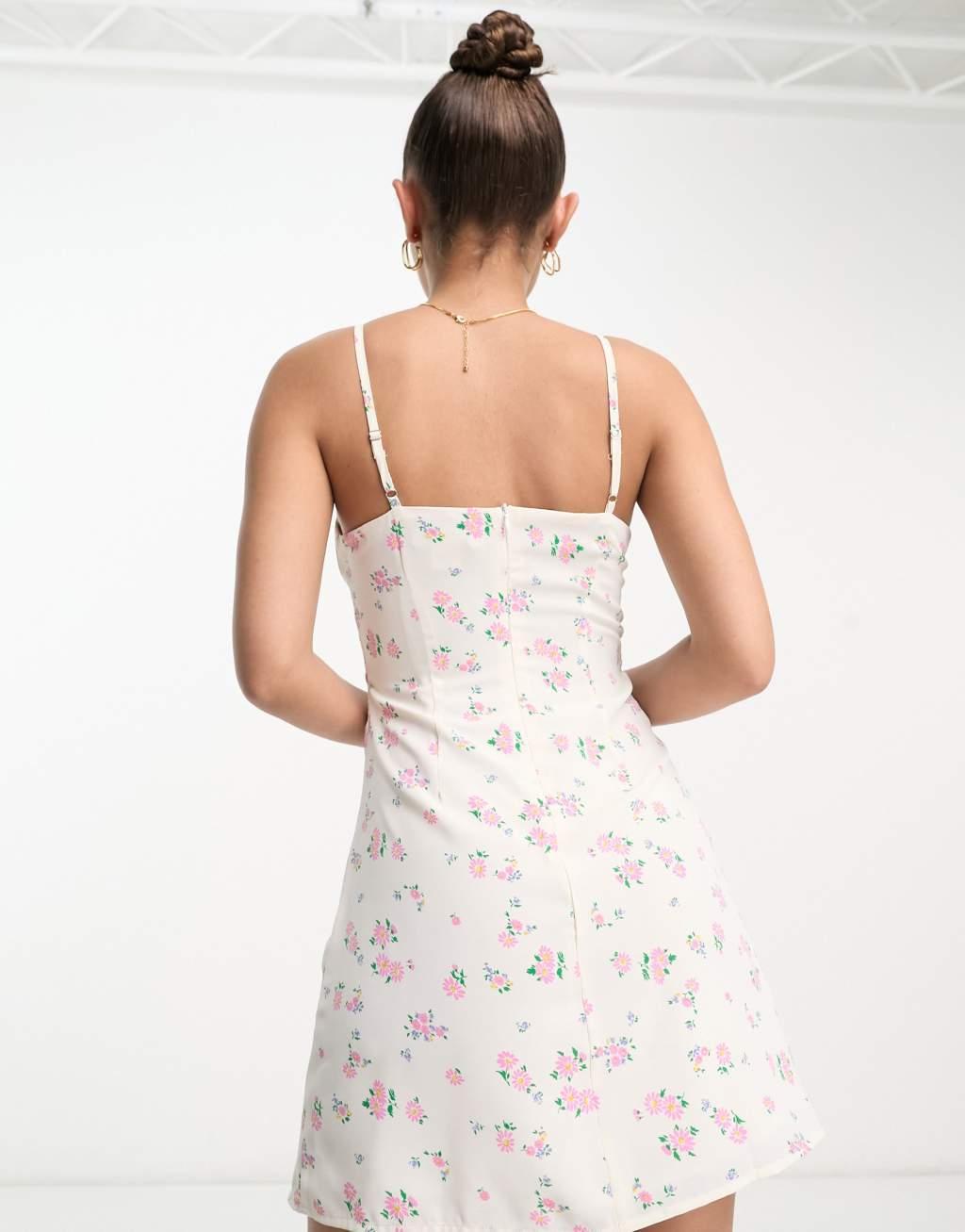 Collective the Label ruched bust mini dress in mixed floral Product Image